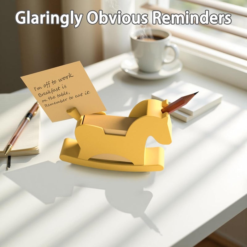 Li & Zhao Li&Zhao Wobble Horse Sticky Note Holder Silicone Label Holder Stand, 2026 Year of the Horse Good Luck Stable Rocking Horse Design for Tabletop Organizer, Office Desk Accessory, Home Decoration(Yellow) - Image 5